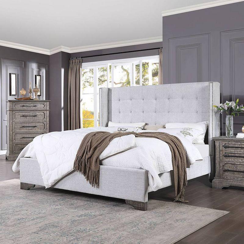 90" Queen Bed Artesia with Wingback Design & Faux Leather - Acme Furniture