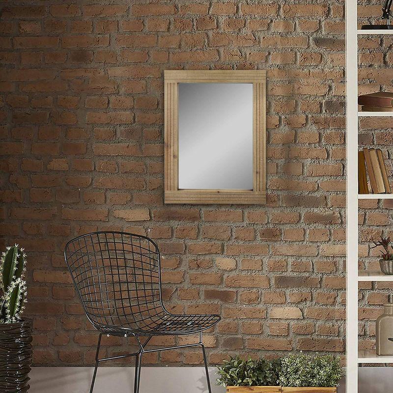 Rustic Brown Rectangular Natural Wood Wall Mirror