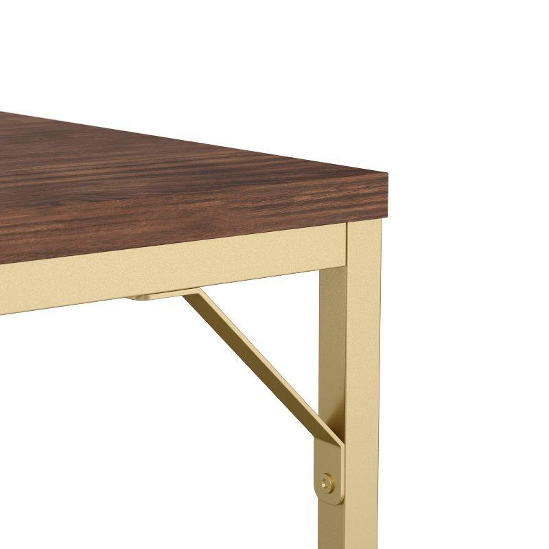 Walnut Top Polished Brass Frame Home Office Desk