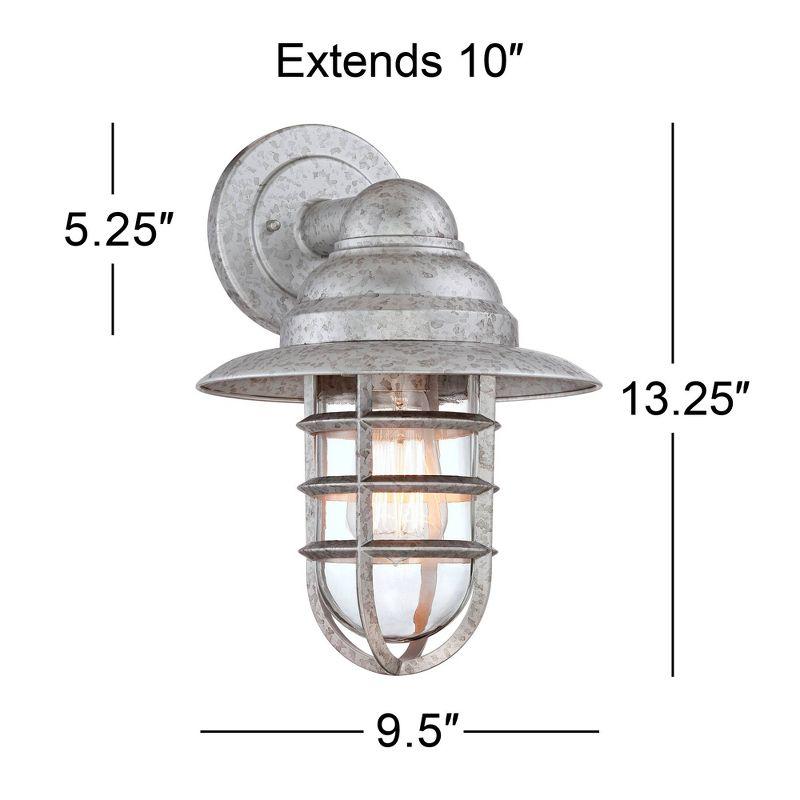 Marlowe Galvanized Silver Industrial Wall Sconce with Cage Design