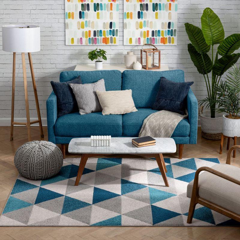 Isometry Modern Geometric Triangle Soft Area Rug