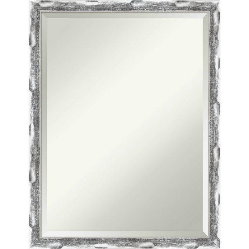 Amanti Art 20" x 26" Scratched Wave Framed Bathroom Vanity Wall Mirror Chrome : Modern Rectangle, Wall Mount