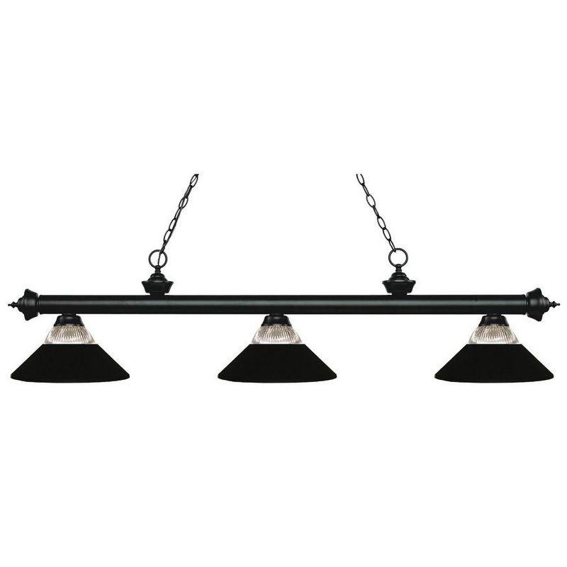 Riviera Matte Black Steel 3-Light Billiard Chandelier