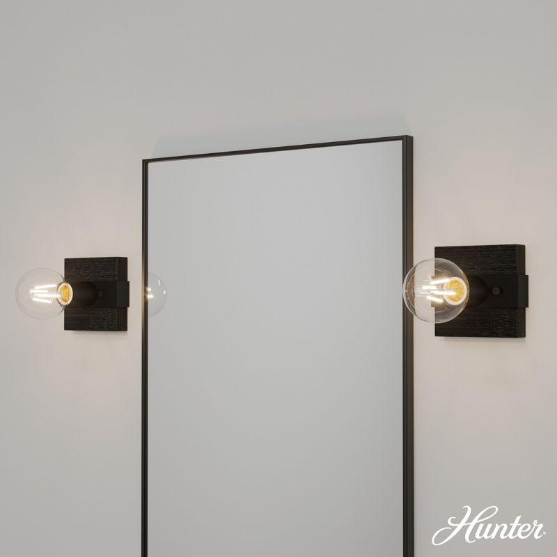 Hunter Fan Donelson Natural Black Iron and Dark Ash Sconce Wall Light Fixture: ETL Listed, Dimmable, Metal Body