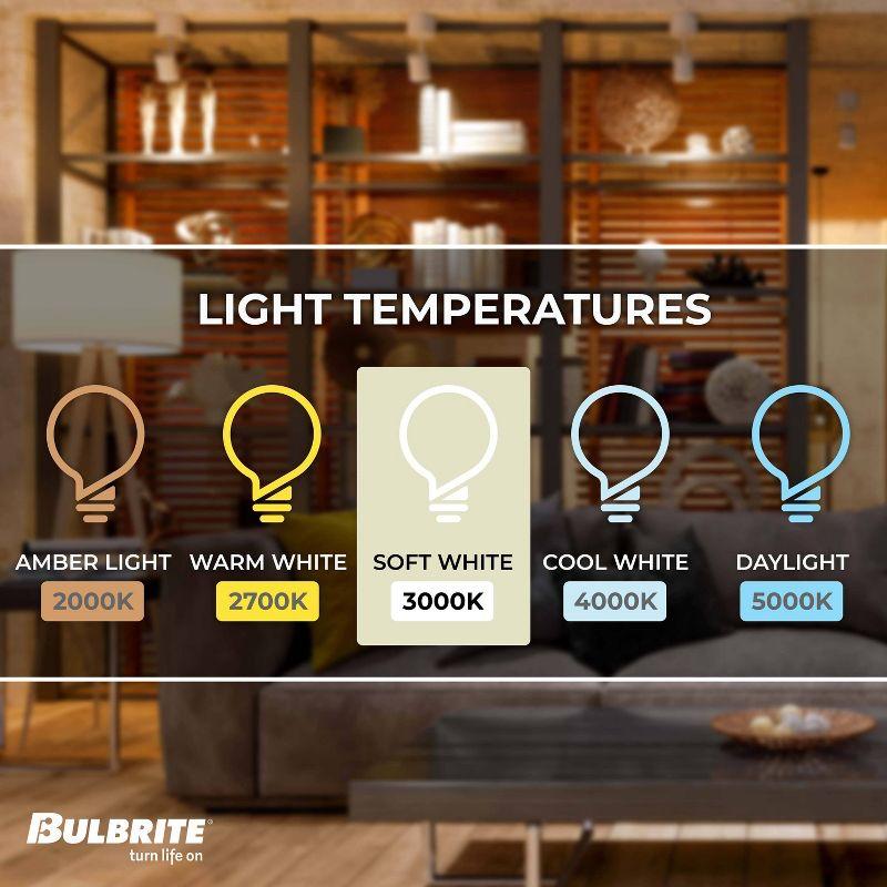 Bulbrite Set of 2 8.5W 60W Equivalent G25 LED Dimmable Light Bulbs 3000K E26