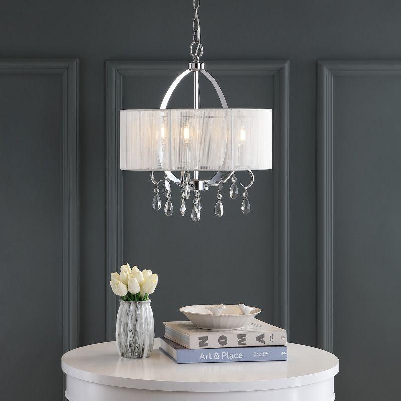 Vienna Chrome Drum Pendant Light with Crystal Accents