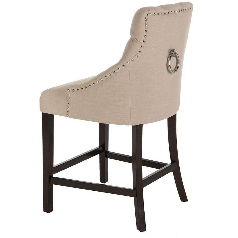 Eleni Tufted Wing Back Counter Stool (Set of 2) - BST6305 - Beige/Espresso - Safavieh
