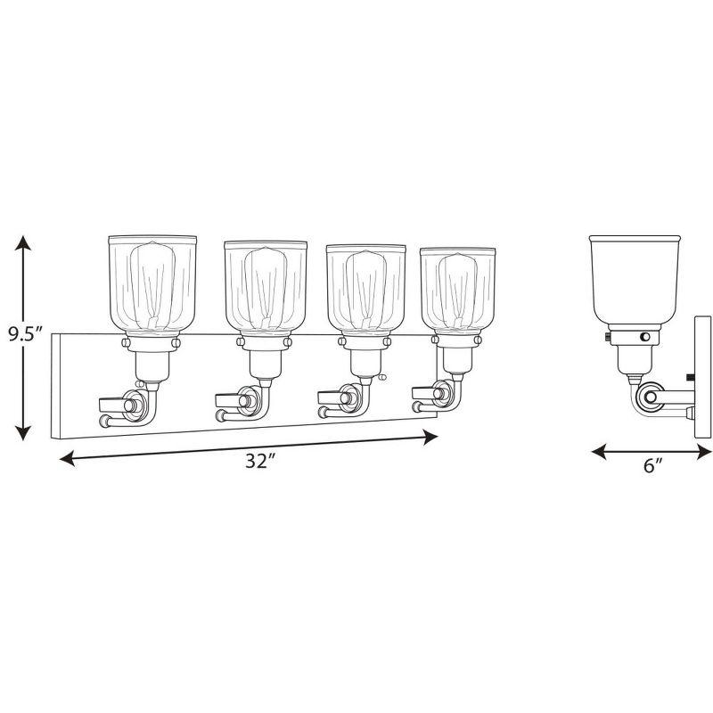 Rushton 32" Graphite 4-Light Bath Vanity with Clear Glass Shades