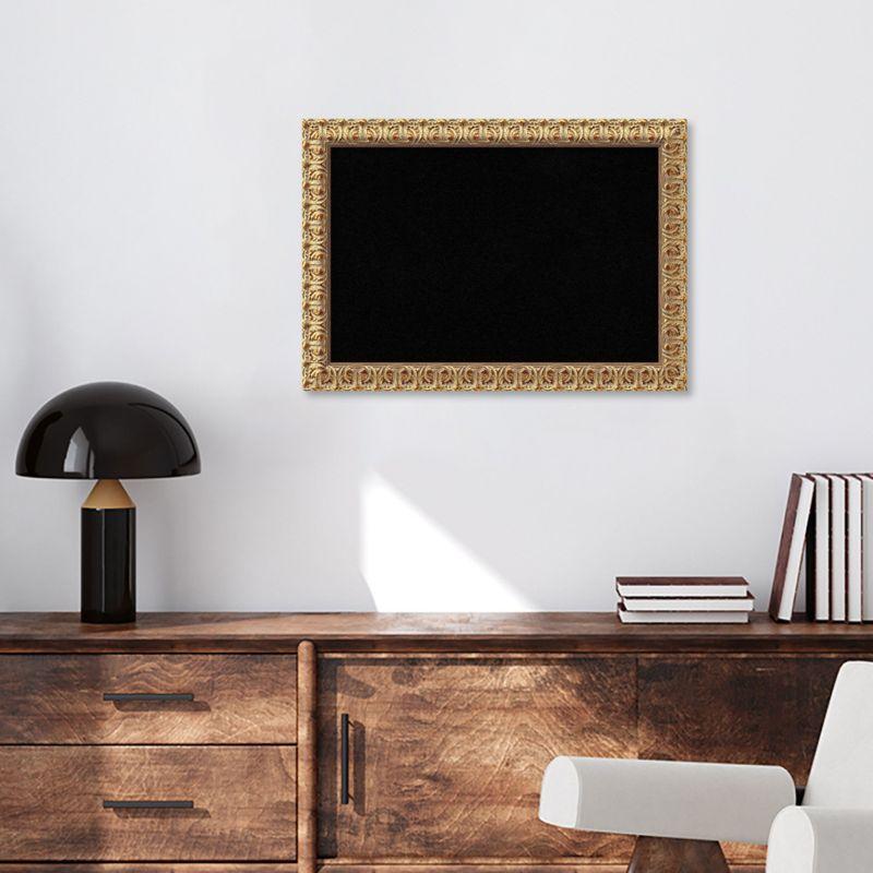 Amanti Art Black Cork Board Wood Framed Florentine Gold Bulletin Board 27 in. x 19 in.