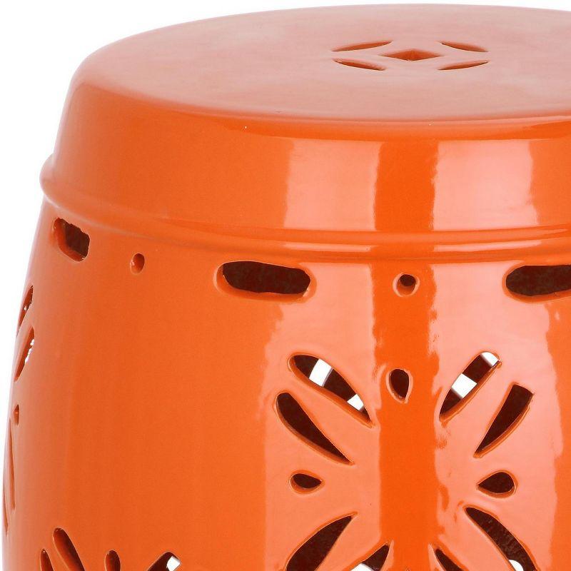 Contemporary Orange Glazed Ceramic Sakura Garden Stool