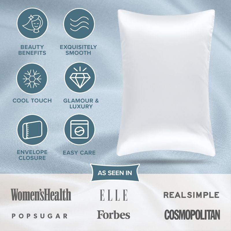 White Standard Mulberry Silk Hypoallergenic Pillowcase