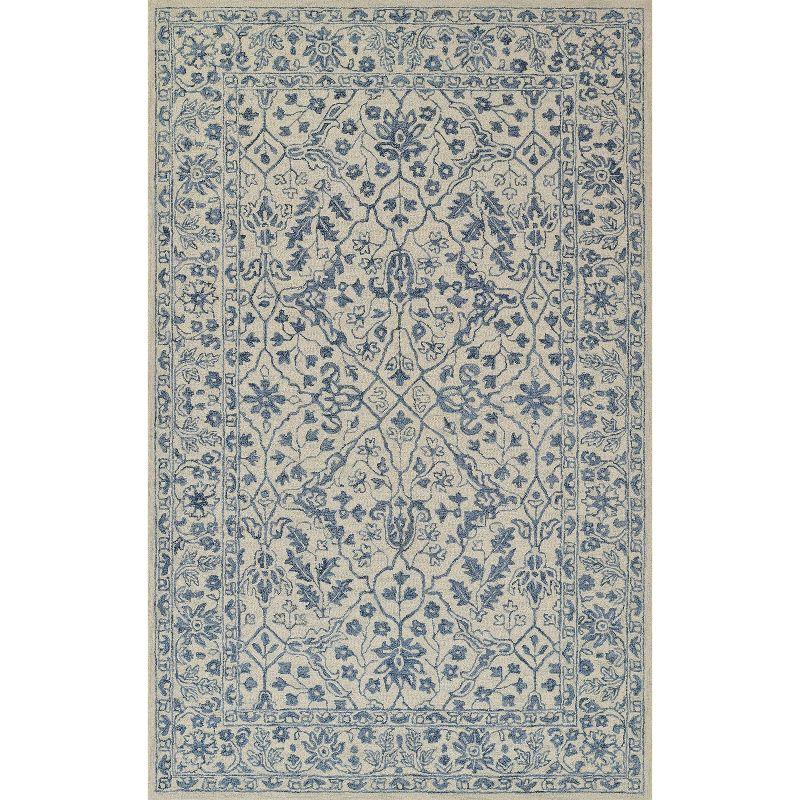 Momeni 2'x3' Leiden Ikat Otis Handtufted Accent Rug Ivory: Wool, Medium Pile, Classic Pattern, Indoor Use