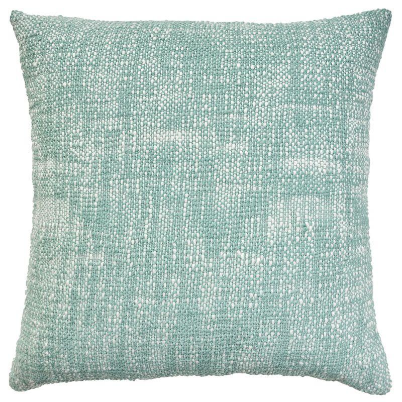 Turquoise Woven Basketweave Reversible Outdoor Throw Pillow 18" x 18"