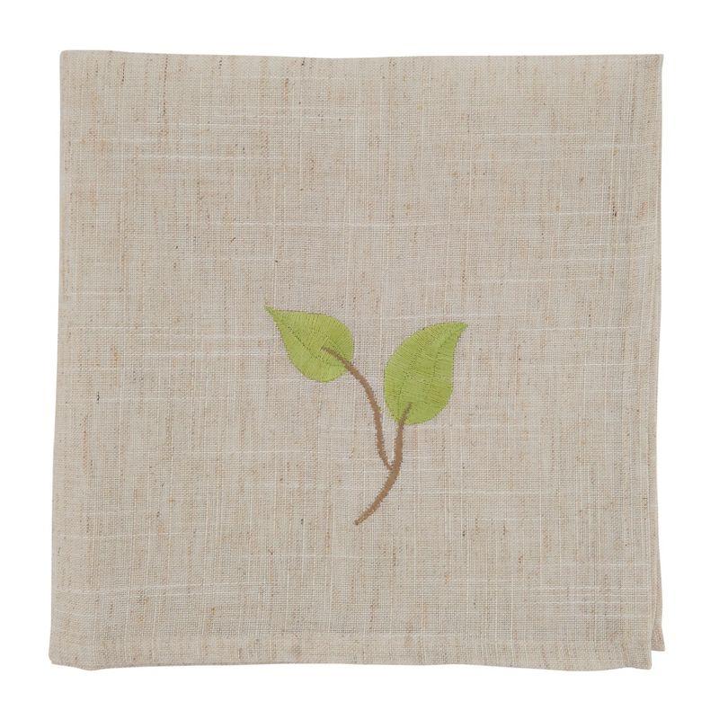 Natural Taupe Embroidered Vine 20" Square Napkins, Set of 4