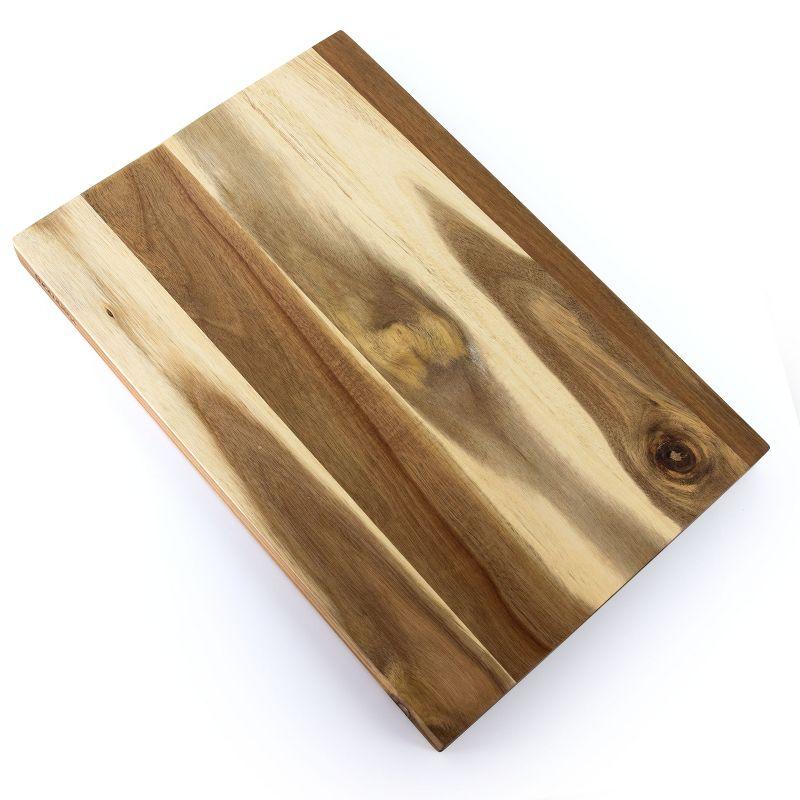 Acacia Wood Rectangular Cutting Board with Groove Handles