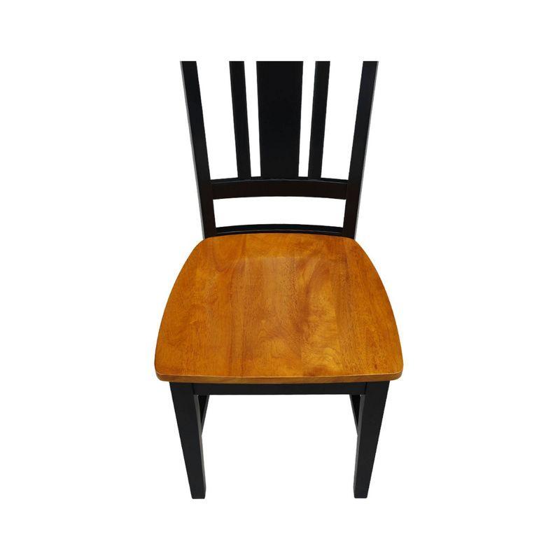 Elegant Slat-Back Side Chair Set in Black and Cherry Wood