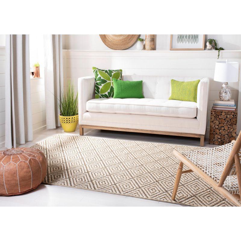 Beige and Brown Geometric Sisal Area Rug, 5' x 8'