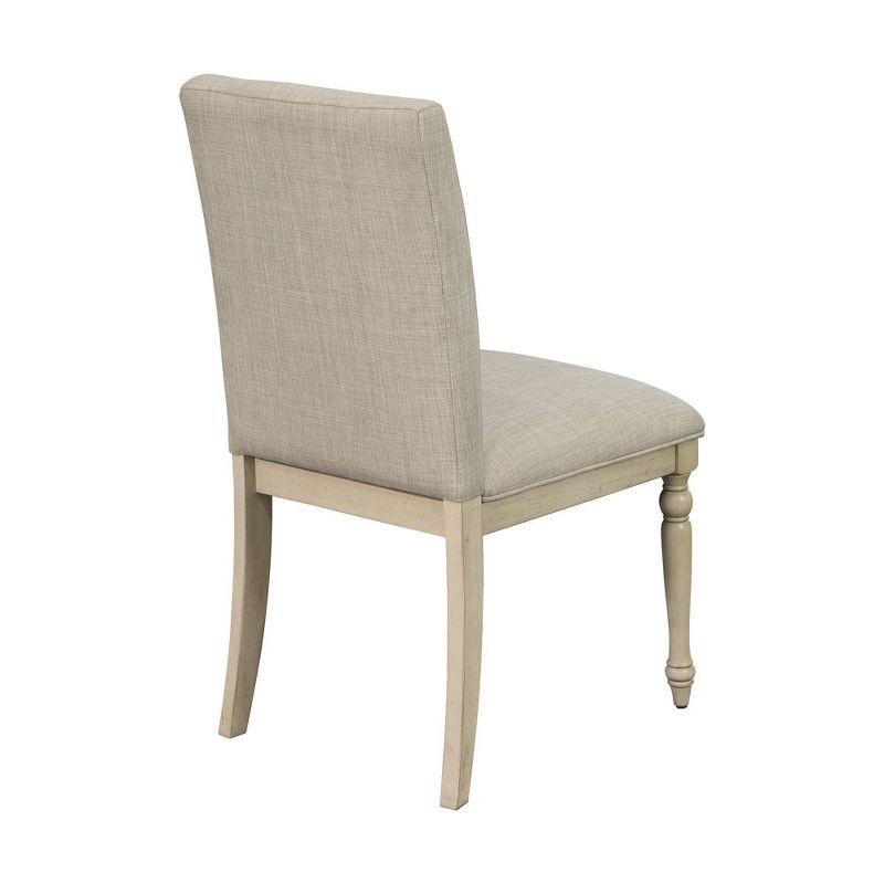 Set of 2 Gray Upholstered Parsons Dining Chairs with Turned Wood Legs