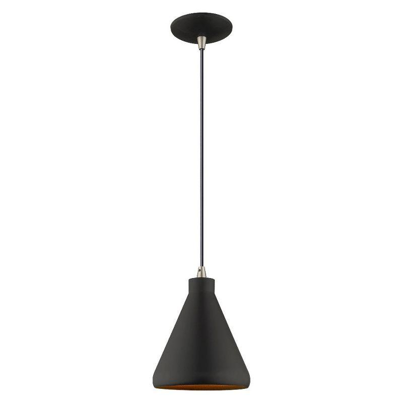 Mini Black Metal Pendant with Gold Interior Finish - Indoor/Outdoor