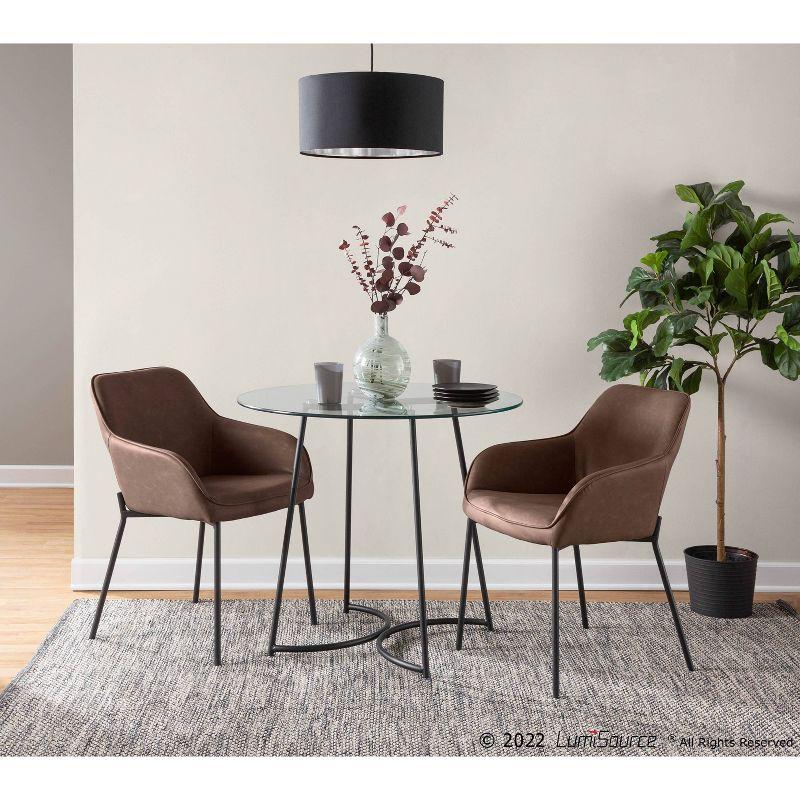 Set of 2 Daniella PU Leather/Steel Dining Chairs Black/Espresso - LumiSource