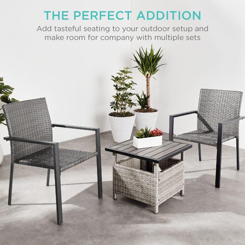 Best Choice Products Set of 2 Wicker Chairs, Stackable Outdoor Dining Furniture w/ Armrests