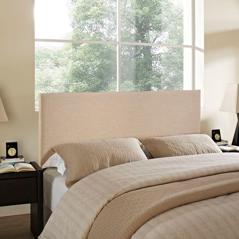 Cafe Linen Upholstered Queen Headboard with Tufted Design