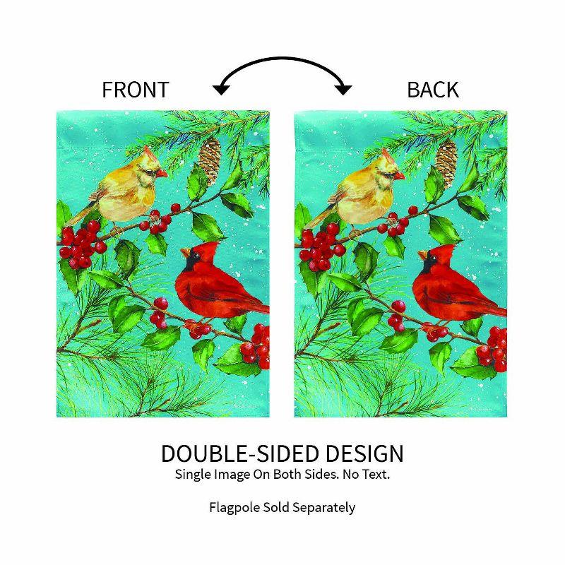 Evergreen Cardinal Couple Suede Garden Flag 12 x 18 Inches Indoor Outdoor Decor