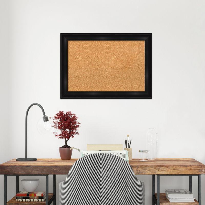 Amanti Art Natural Cork Board Framed Grand Black Narrow Bulletin Board 28 in. x 20 in.