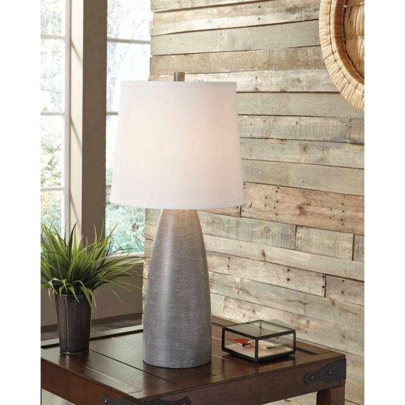 Set of 2 Shavontae Poly Table Lamps Gray - Signature Design by Ashley: Nightstand, Drum Shade, UL Listed