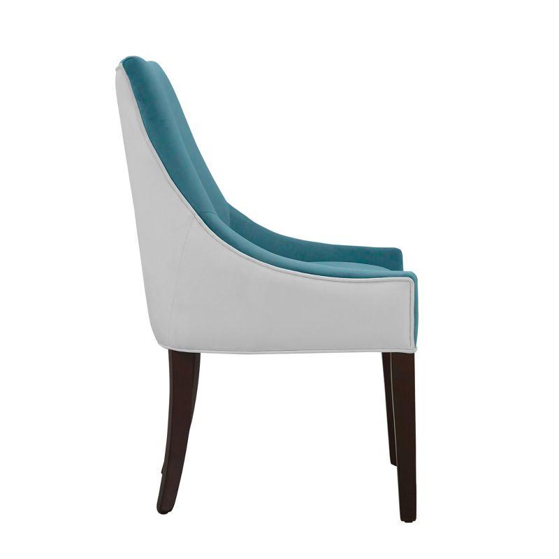 Elegant Seafoam Upholstered Side Chair with Walnut Wood Legs