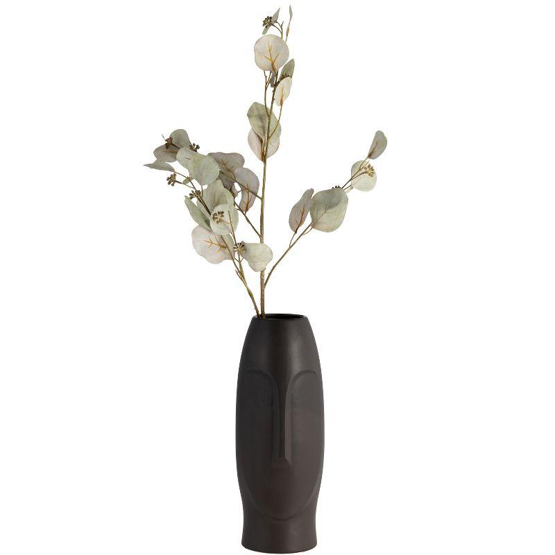 Sagebrook Home 14" Ceramic Face Vase - Ceramic Table Decor, Rustic Decorative Centerpiece For Home, Wedding, Office Decor - Black Vase Decor