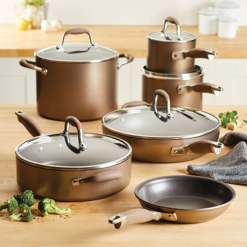 Anolon Advanced Home 11pc Set Bronze: Nonstick Cookware, Hard Anodized Aluminum, Gas & Electric Compatible