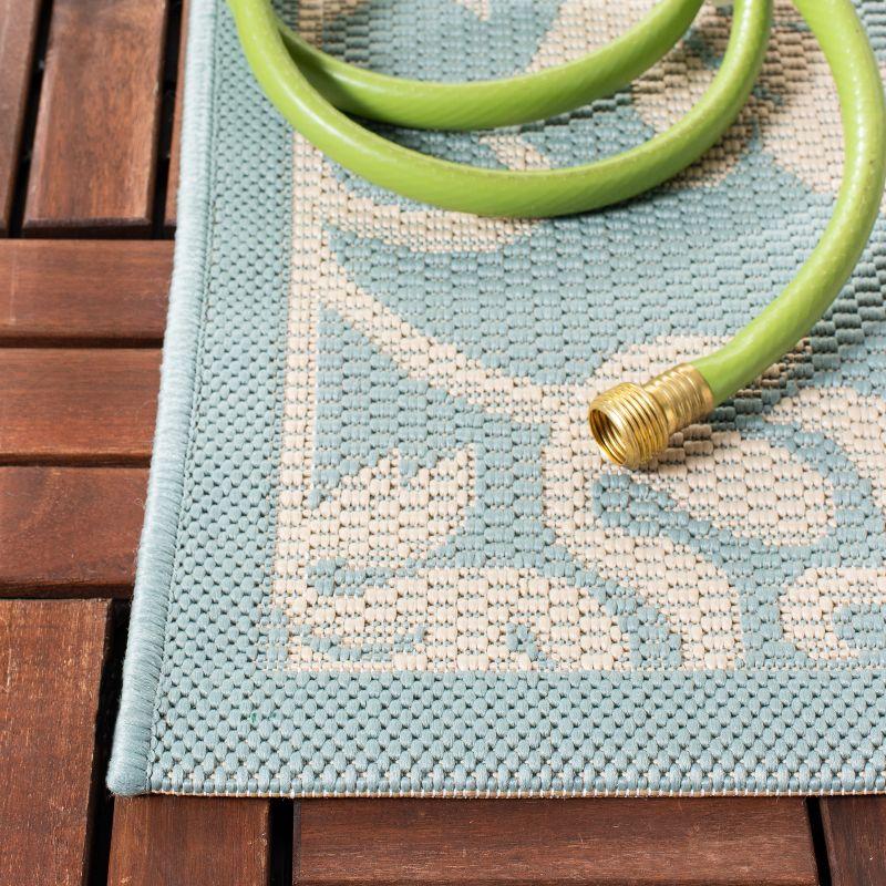 Courtyard CY6132 Power Loomed Indoor/Outdoor Area Rug - Aqua/Cream - 8'x11' - Safavieh.