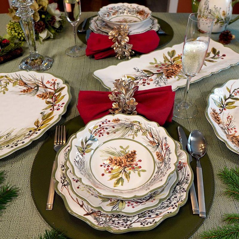 Perlette Red 12pc Melamine Dware Set 4-Dinner Plate 11" 4-Salad Plate 9" 4-Bowl 8.5" x 2"