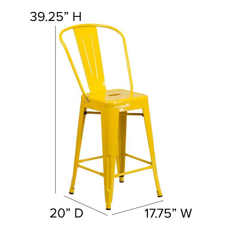 Flash Furniture Commercial Grade 24" High Metal Indoor-Outdoor Counter Height Stool with Back