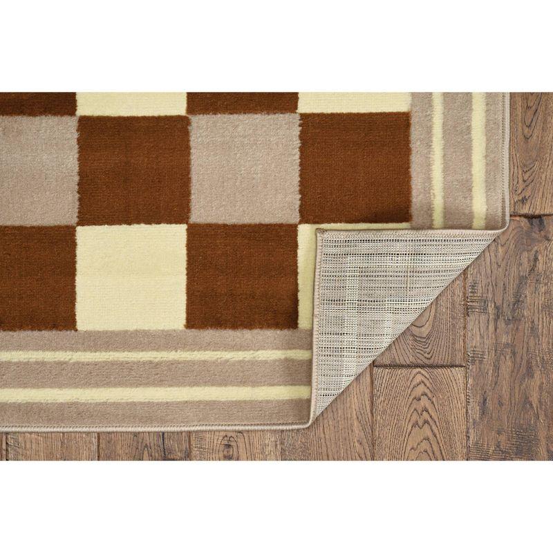 Elegant Beige Buffalo Check Tufted Rectangular Rug