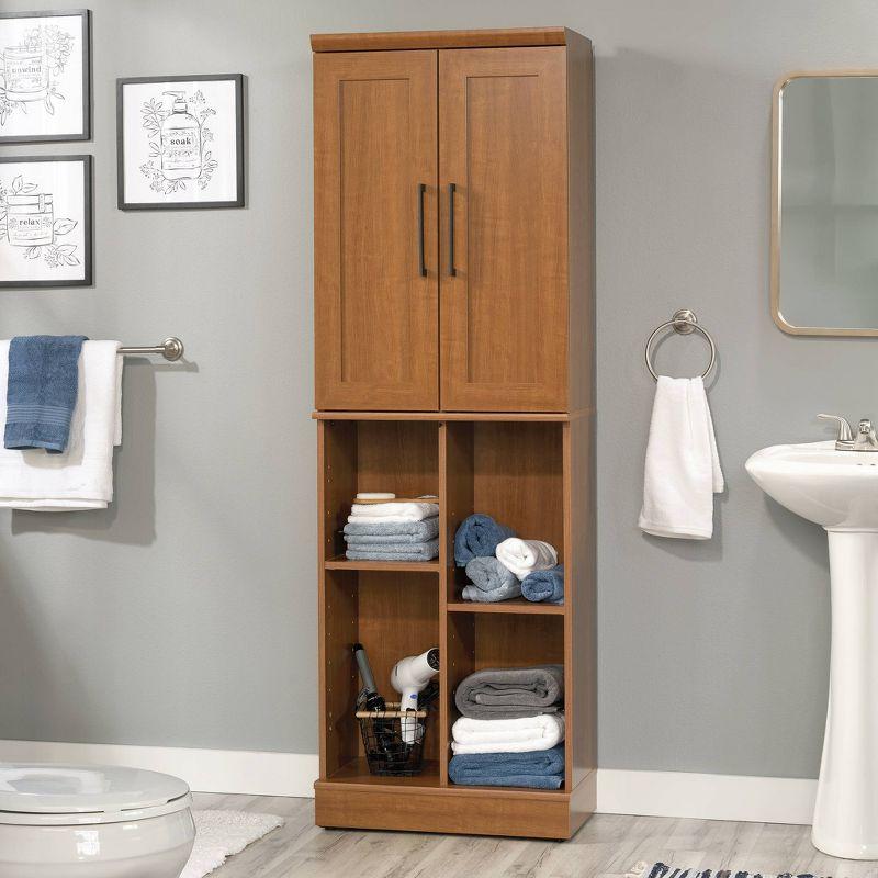 Sienna Oak Adjustable Shelving Tall Storage Cabinet