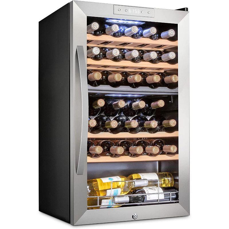 Stainless Steel Freestanding Dual Zone Wine Cooler with Interior Lighting