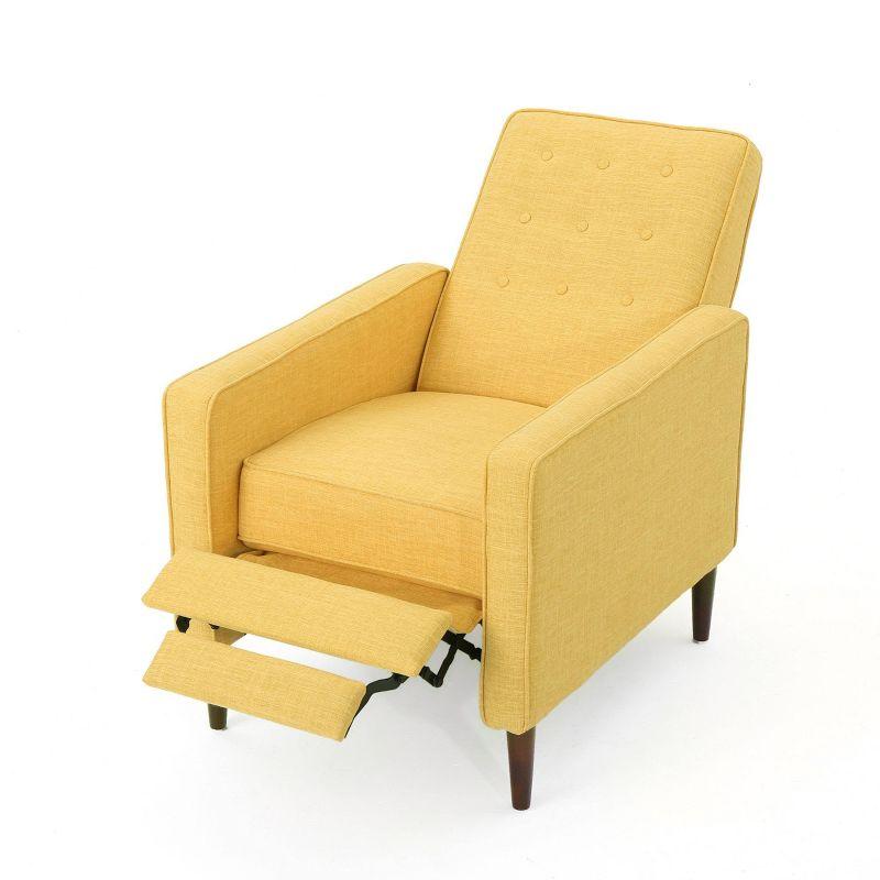 Mid-Century Modern Muted Yellow Microfiber Recliner