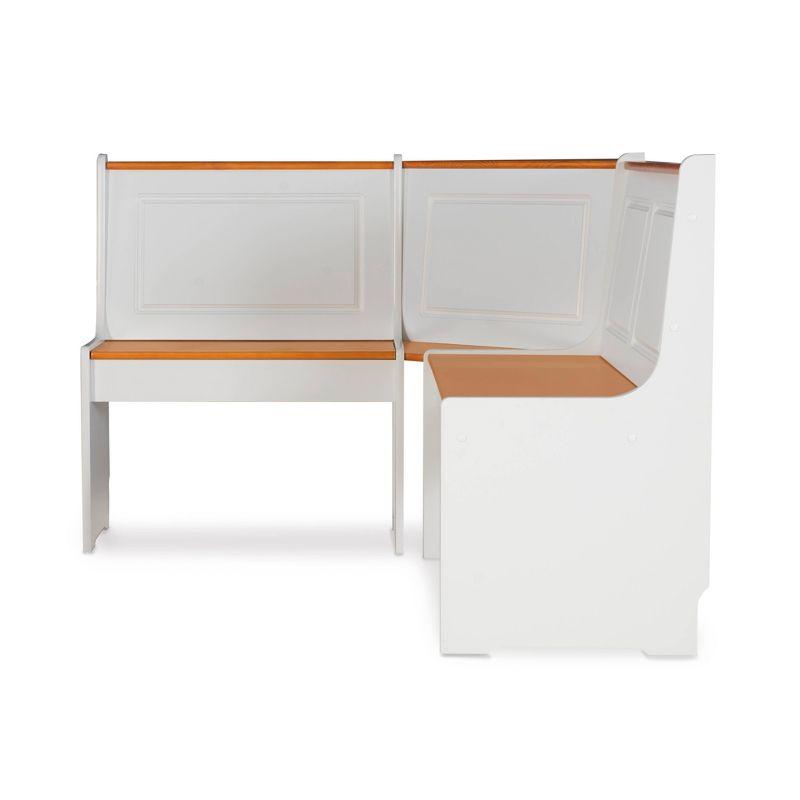 5pc Ardmore Breakfast Storage Corner Nook Dining Set Wood/White/Natural - Linon: Chic Farmhouse Style, Seats 6