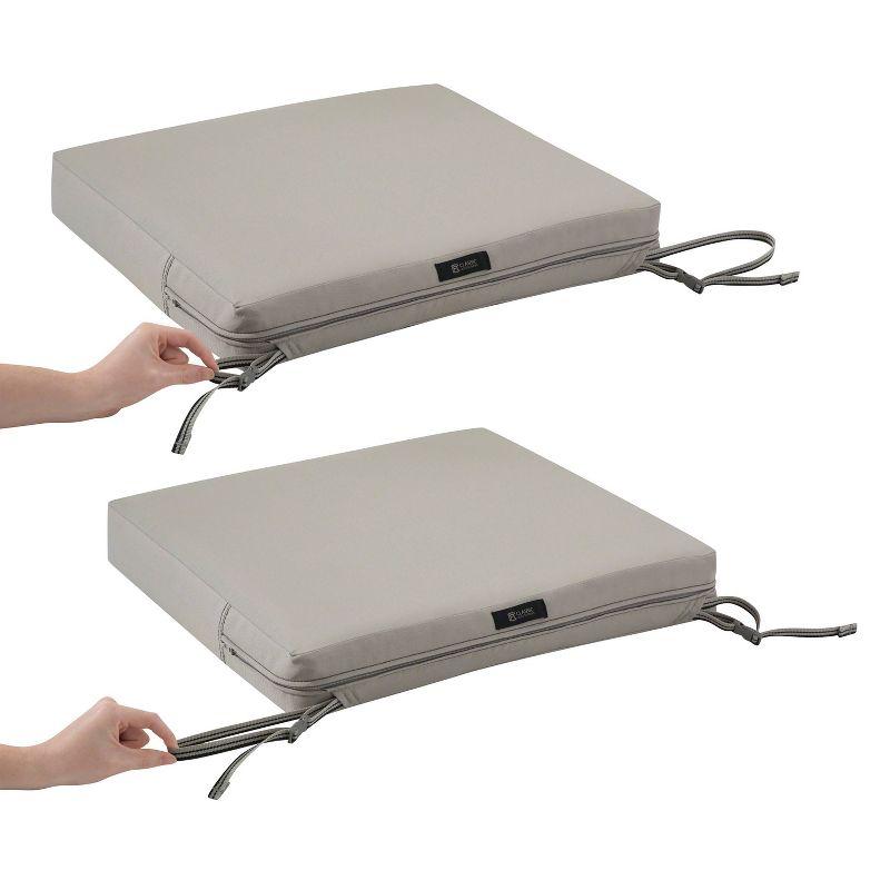 19" x 19" x 3" Ravenna Water-Resistant Patio Seat Cushion Mushroom - Classic Accessories