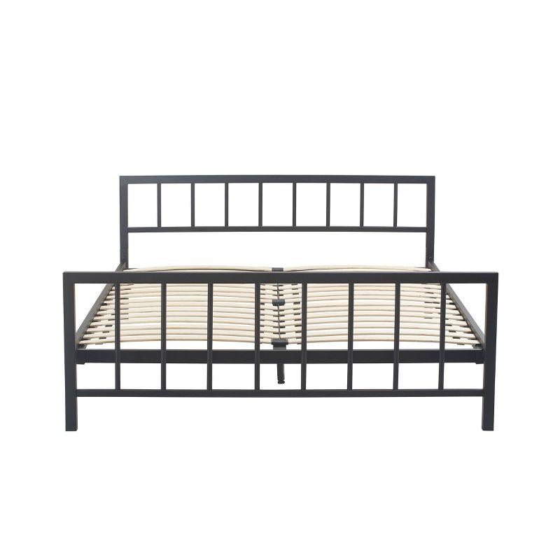 ClickDecor Evans Platform Bed Frame with Matte Black Metal Headboard