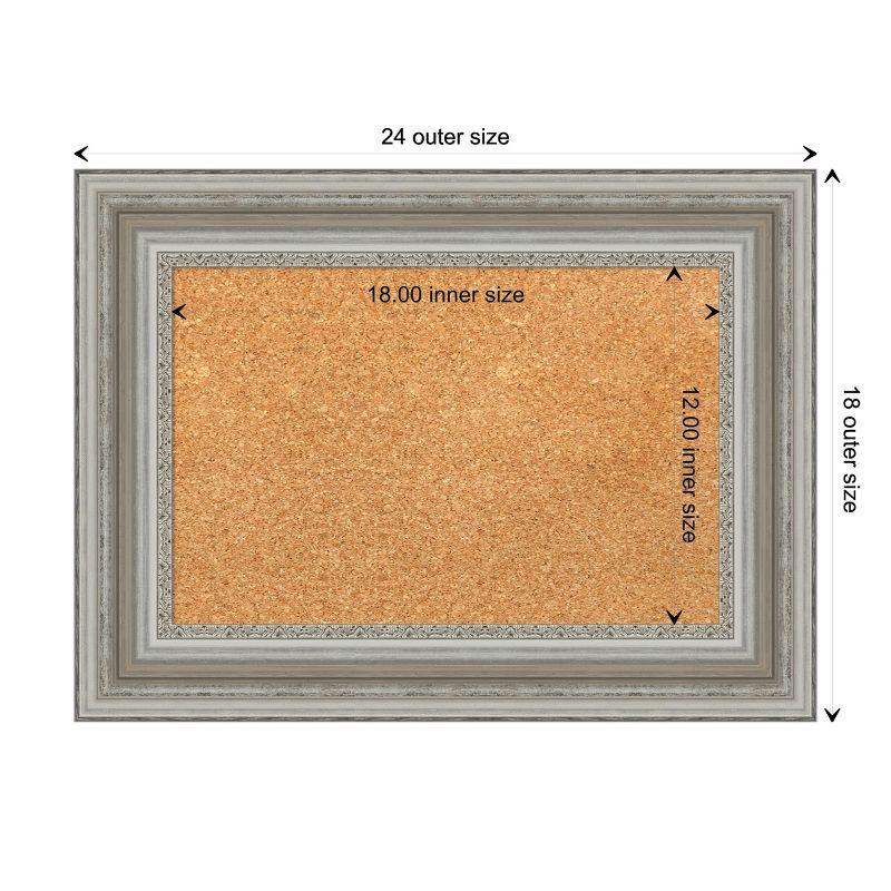 Amanti Art Natural Cork Board Framed Parlor Silver Bulletin Board 24 in. x 18 in.