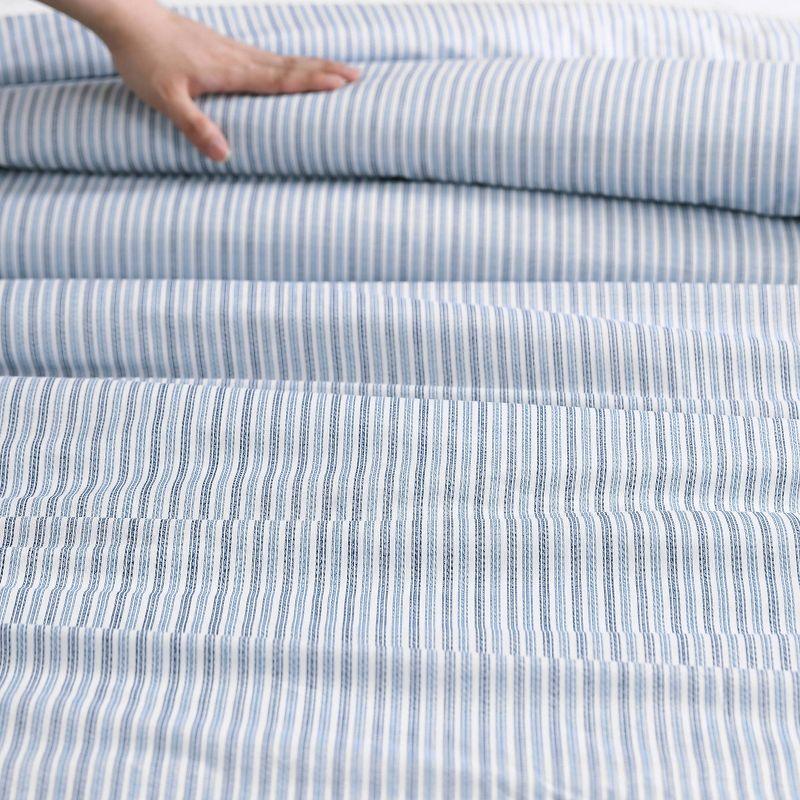 Eddie Bauer Eddie Bauer Ticking Stripe Navy Cotton Percale Duvet Cover Set
