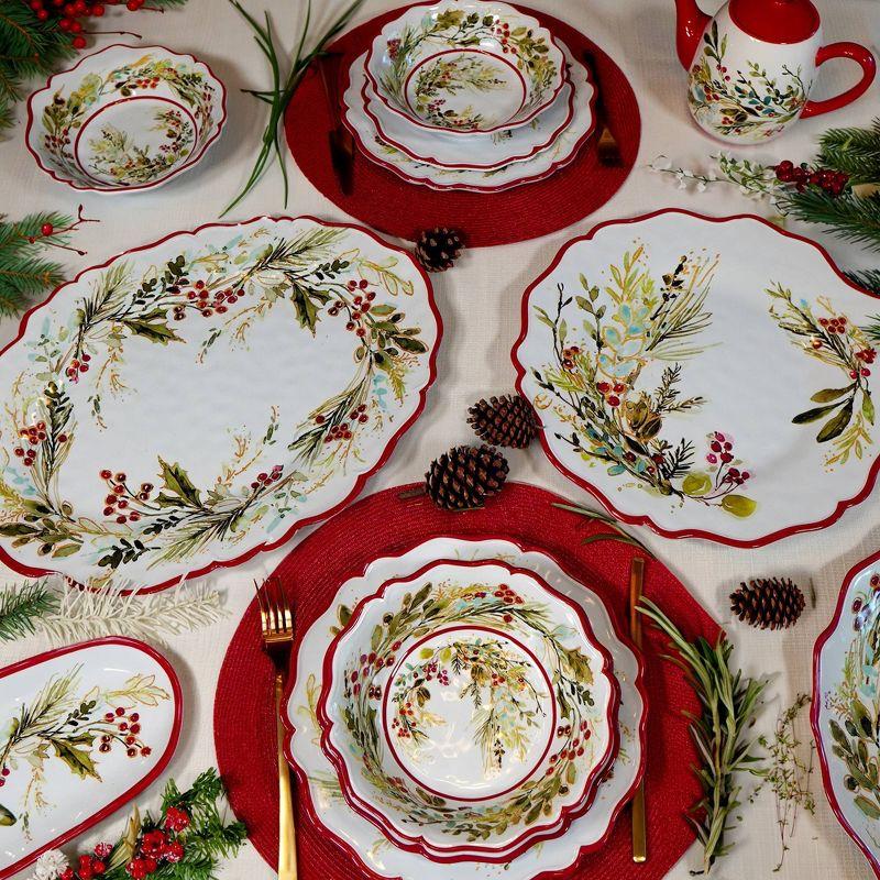 Christmas Gatherings Melamine 2pc Platter Set -  Round 14" Oval 18" x 13.5" (Set of 2)