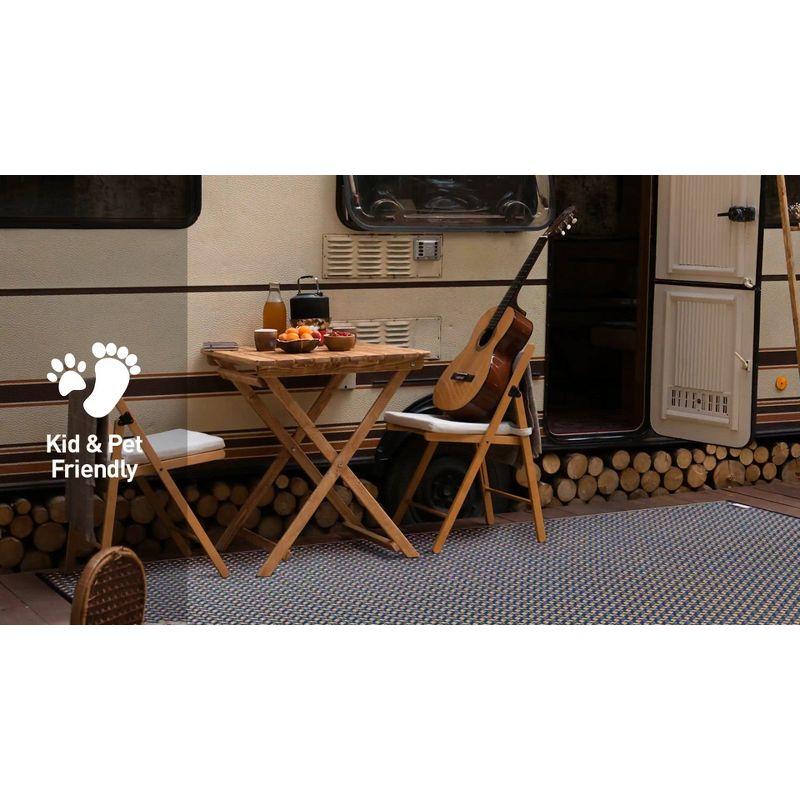 World Rug Gallery Contemporay Solid Reversible Plastic Indoor and Outdoor Rugs - NAVY 5' X 7'