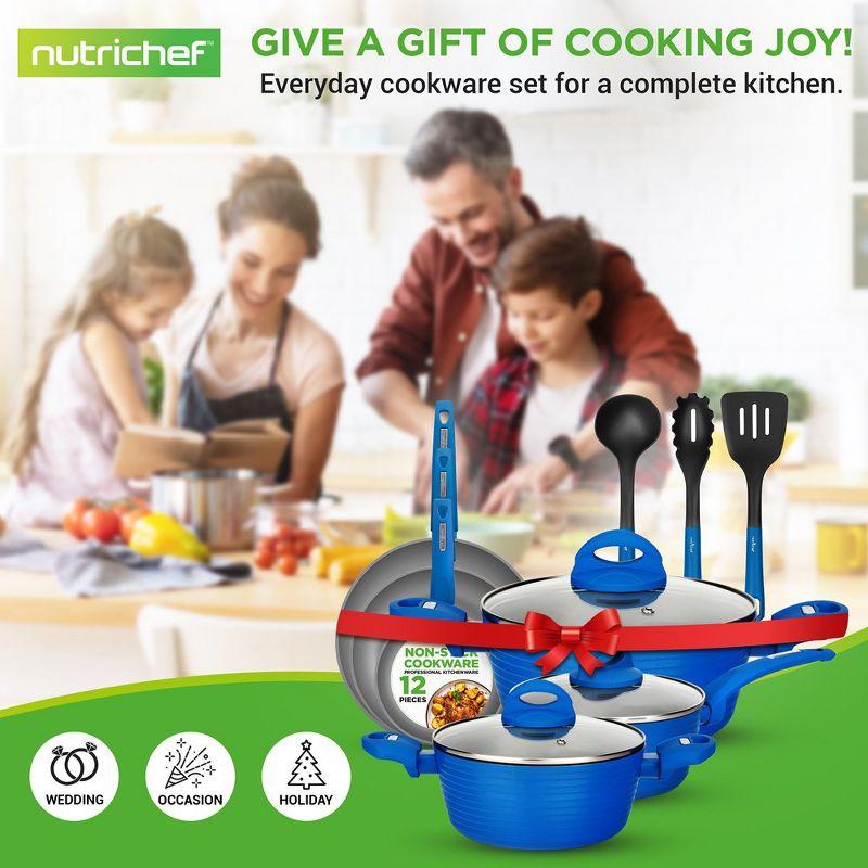 NutriChef 12 - Piece Non-Stick Aluminum Cookware Set