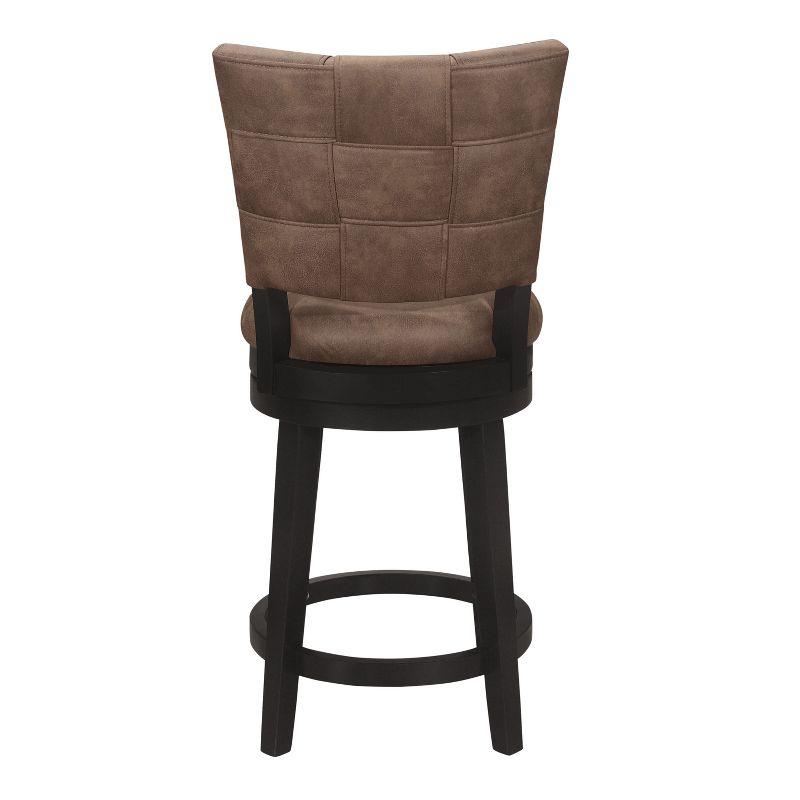 26" Kaede Wood and Upholstered Swivel Counter Height Barstool Black/Chestnut - Hillsdale Furniture: Matte Finish, Polyester, Foam Filled