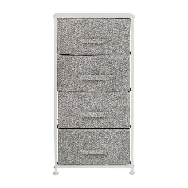 Malone 4 Drawer Vertical Storage Dresser with Wood Top & Fabric Pull Drawers