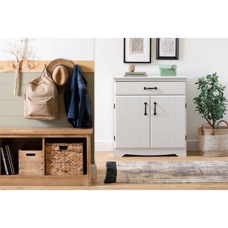 Pure White Farmhouse Entryway Cabinet with Adjustable Shelving